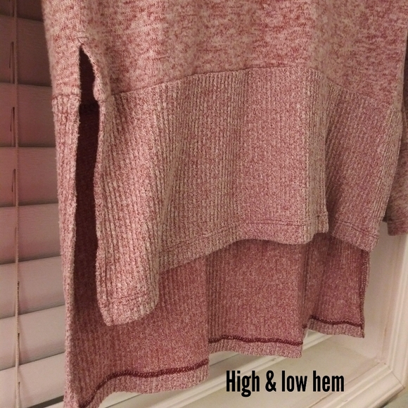 Thyme & Honey Red Grey High Low Hem Sweater 3/4 Sleeves Small - Picture 4 of 11